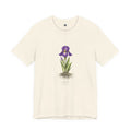 Vigilia Iris germanica, German Iris, botanical blueprint t-shirt on natural/bone