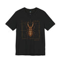 Lucanus cervus, Stag beetle, Vitruvian Codex blueprint t-shirt on black
