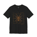 Araneae Theraphosidae, Tarantula, Vitruvian Codex blueprint t-shirt on black