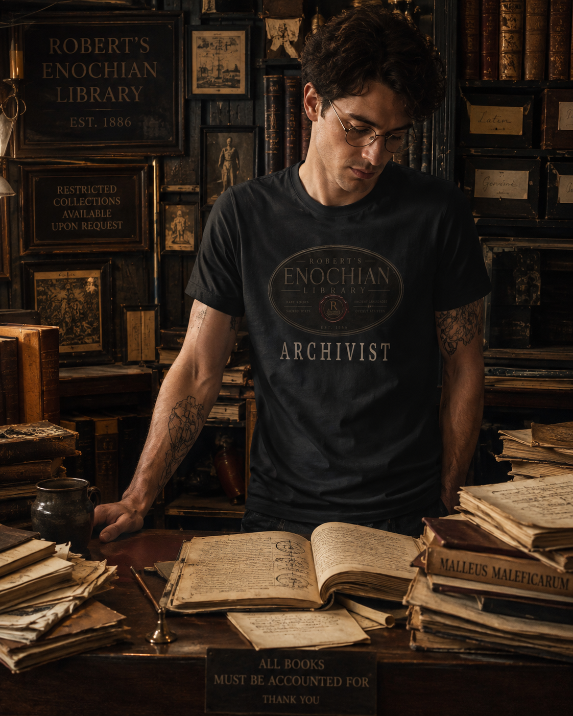 Robert’s Enochian Library | Classic Archivist Staff Tee